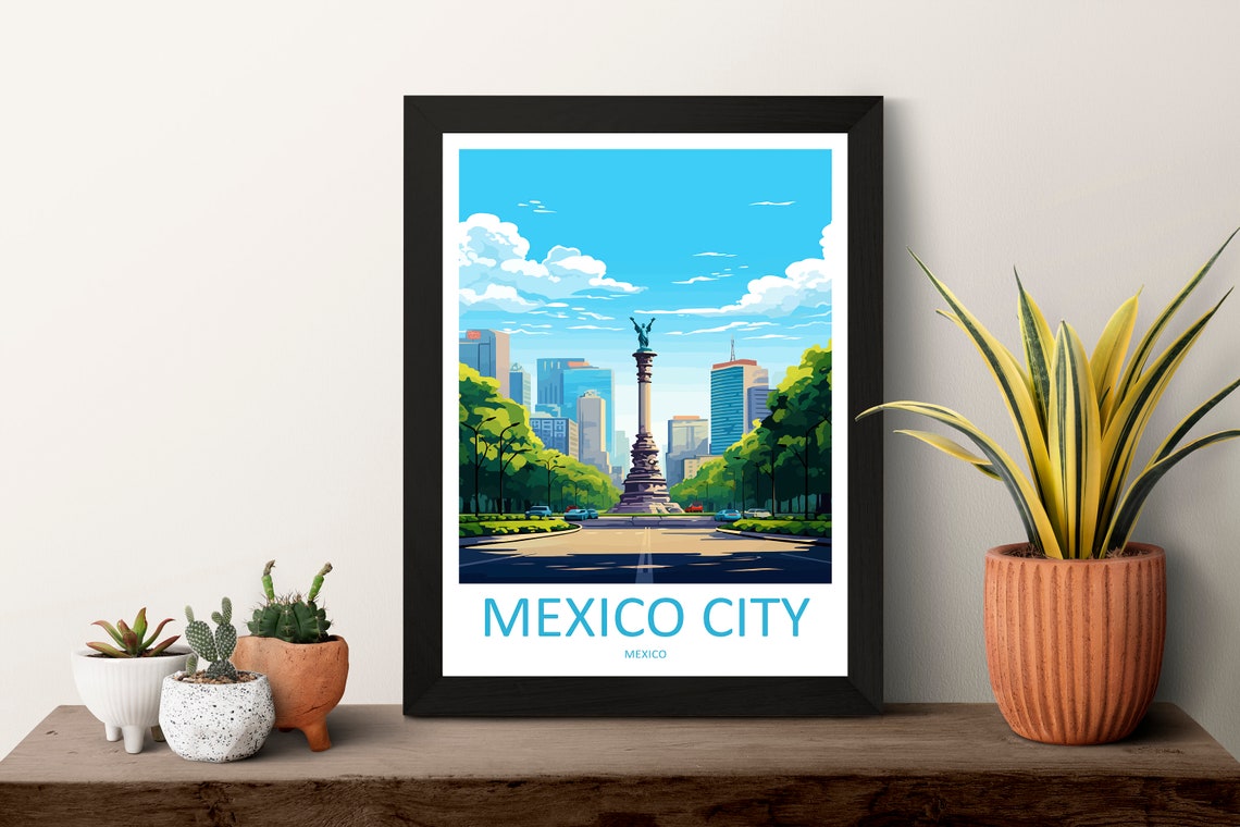 Mexico City Travel Print Wall Art Mexico City Wall Hanging Home Decoration Mexico City Gift Art Lovers Wall Art Print Art Mexico City Print - Image 3