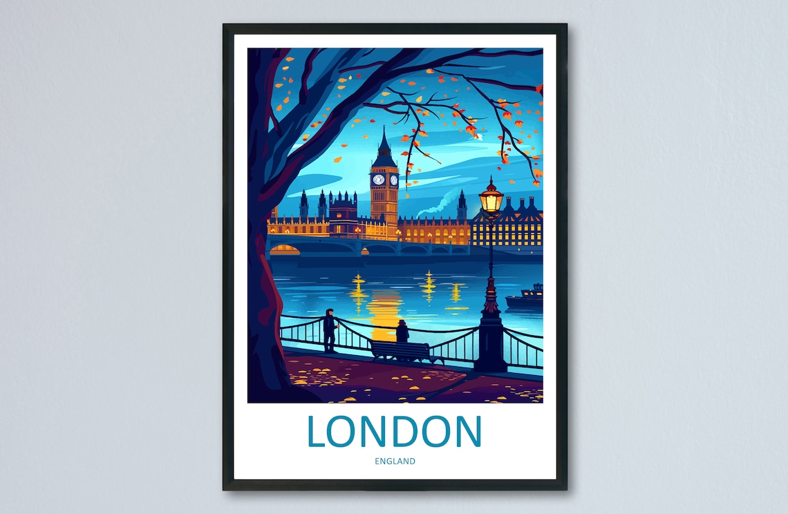 London Travel Poster, England City Wall Art