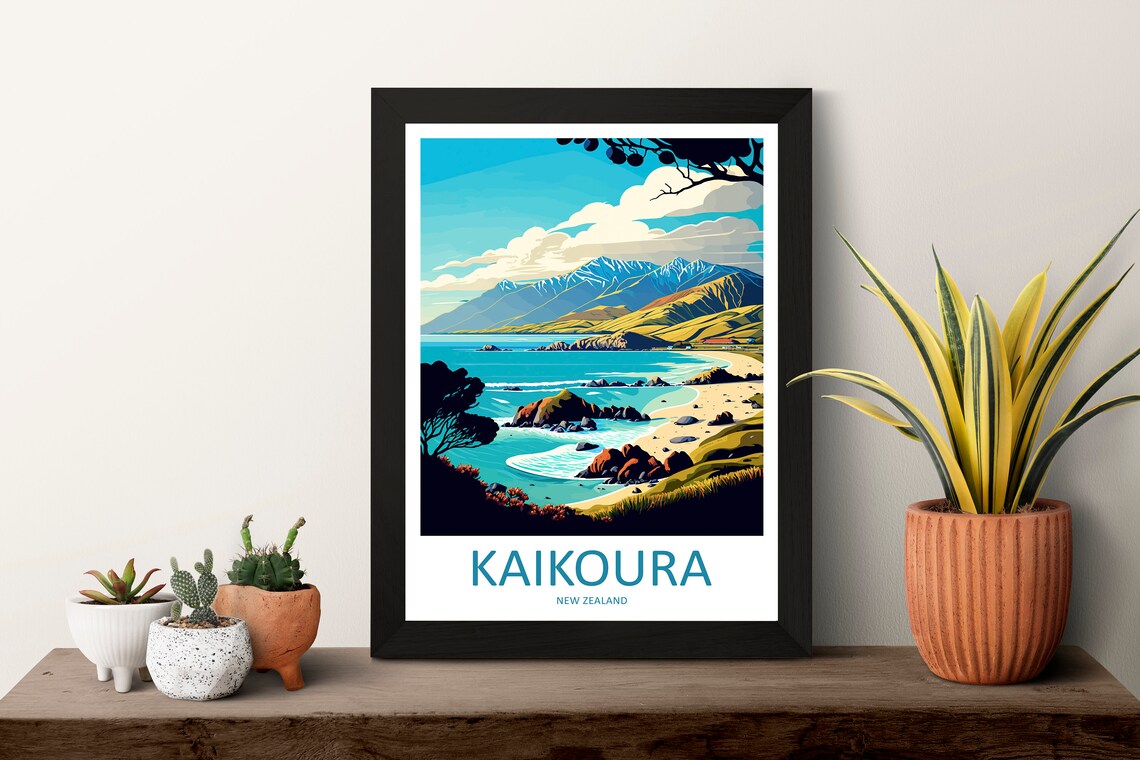 Kaikoura Travel Poster, New Zealand Place Print - Image 3