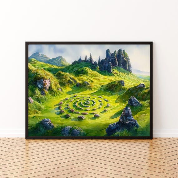 Fairy Glen Scotland Watercolor Travel Poster