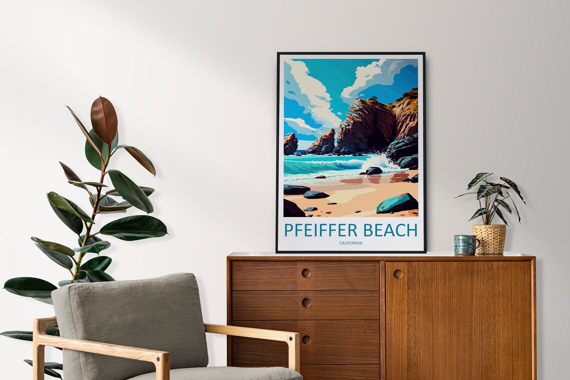 Pfeiffer Beach California Rocky Cove Poster with Turquoise Waves - Image 2