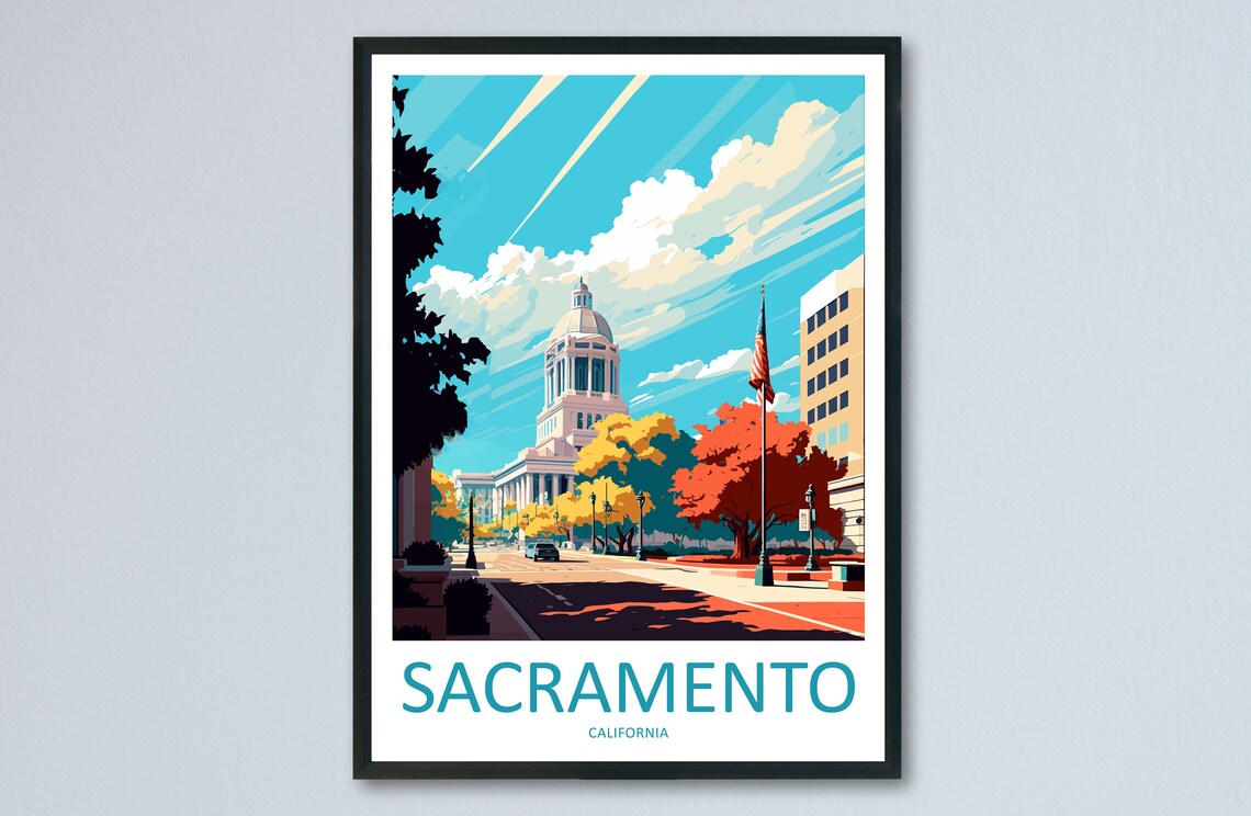 Sacramento Travel Print Wall Art Sacramento Wall Hanging Home Dcor Sacramento Gift Art Lovers California Art Poster Sacramento Wall Art
