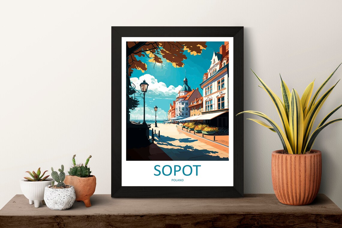 Sopot Poland Sunny Seaside Promenade Beach Day Travel Poster - Image 3