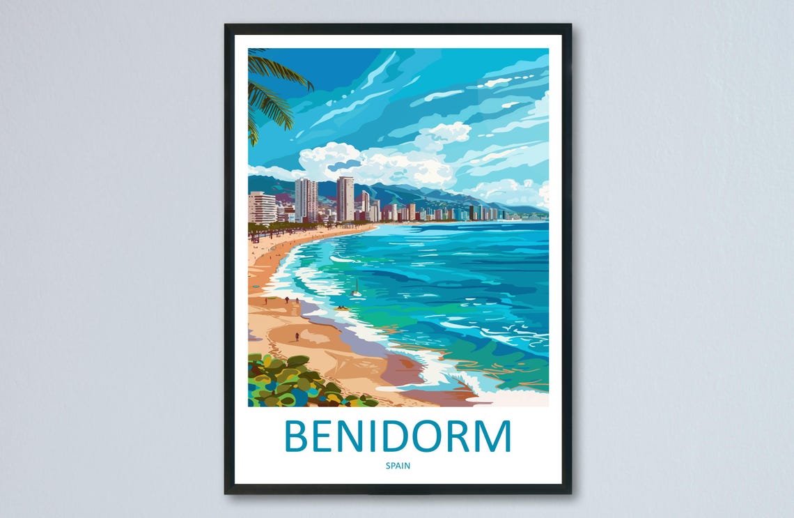 Benidorm Travel Poster, Spain Wall Art
