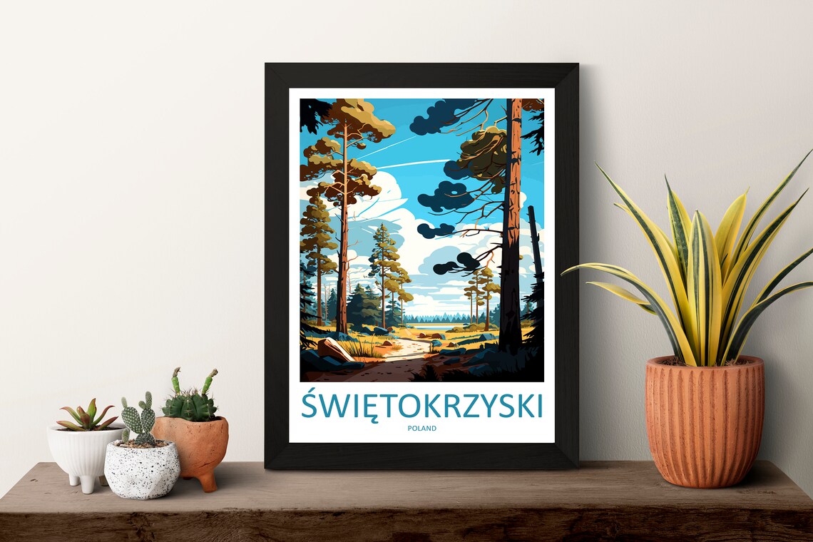 Swietokrzyski Poland Towering Pine Forest Trail Retro Travel Poster - Image 3