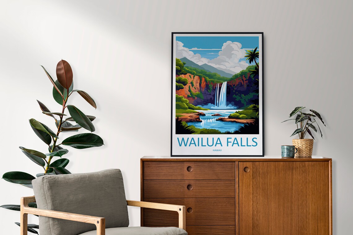 Wailua Falls Travel Poster, Hawaii Wall Art - Image 2