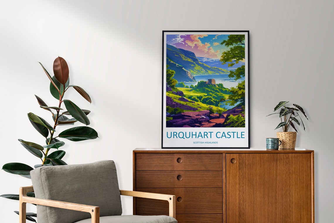 Urquhart Castle Scottish Highlands Loch Ness Hillside Poster - Image 2
