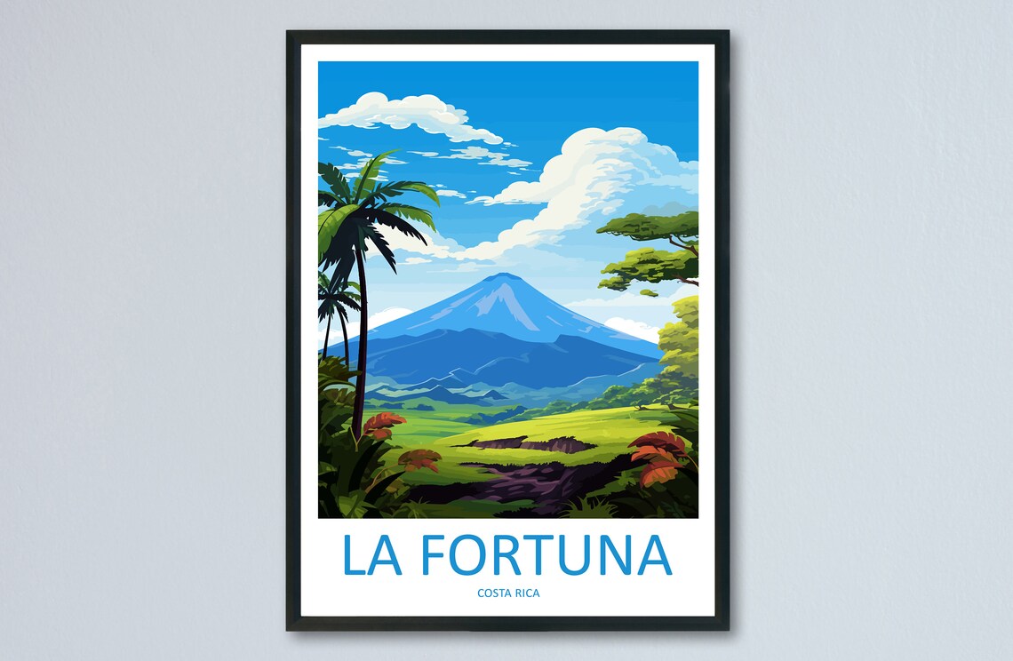 La Fortuna Travel Poster, Costa Rica Wall Decor