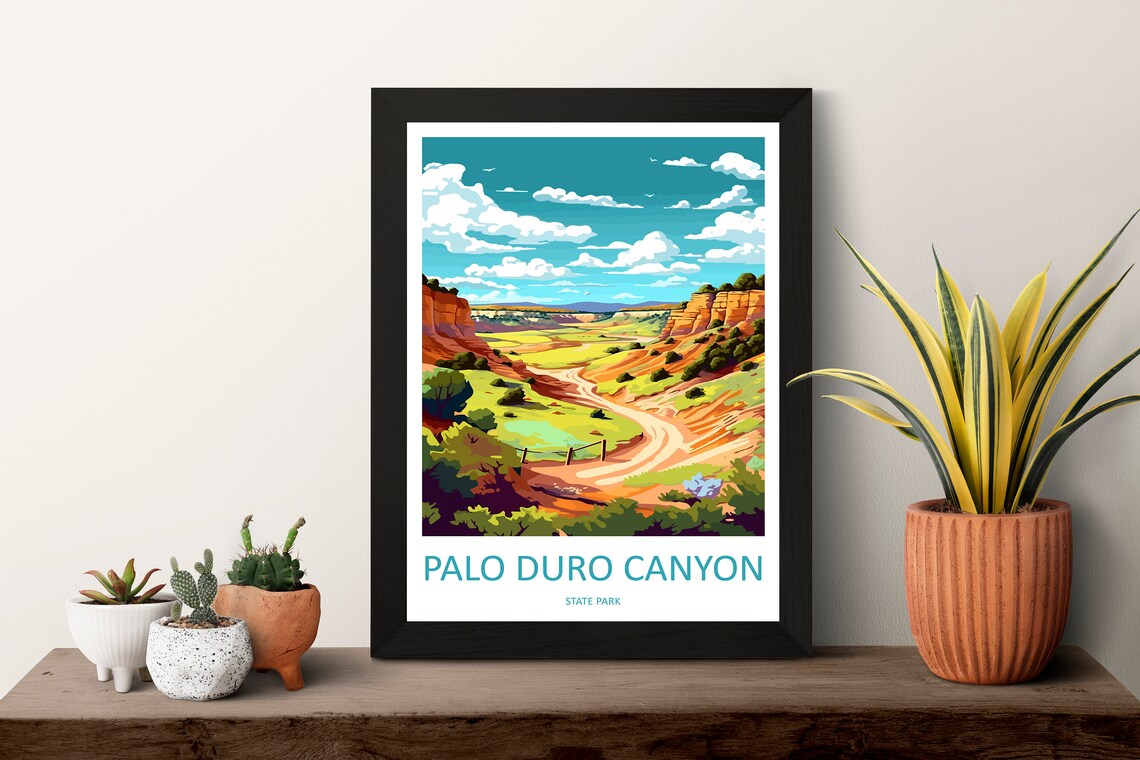 Palo Duro Canyon Texas Winding Road Vista Desert Hills Travel Poster - Image 3