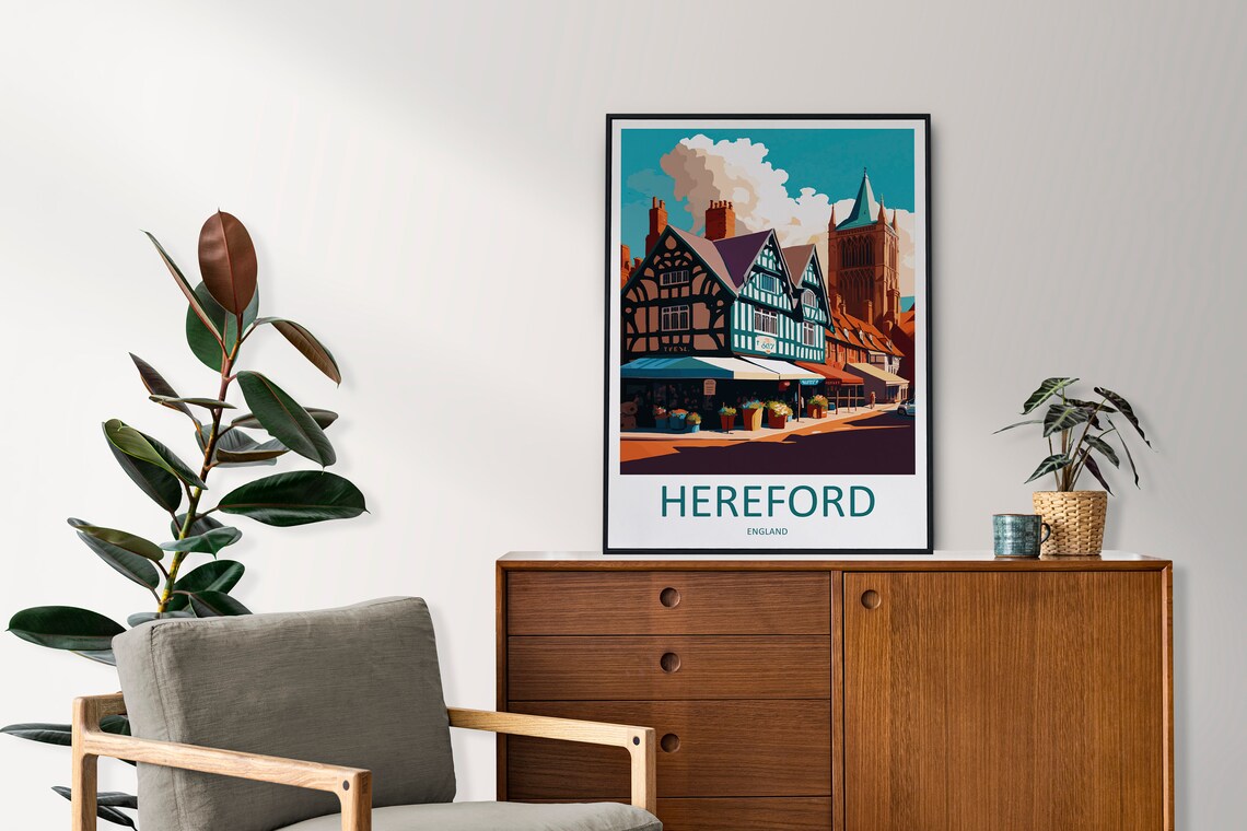 Hereford Travel Poster, England Wall Art Print - Image 2