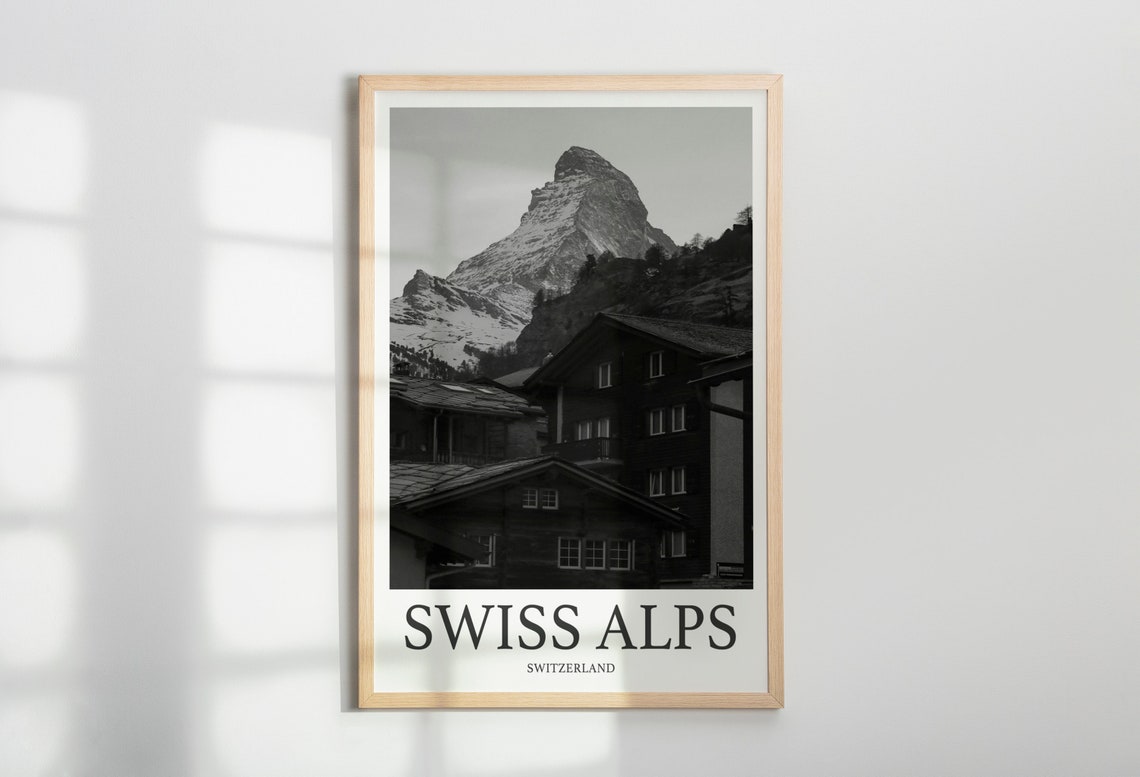 Swiss Alps Photo Print Of Swiss Alps Switzerland Travel Photo Hanging Decor Photo Travel Art Gift For Travel Artwork Wall Art Framed