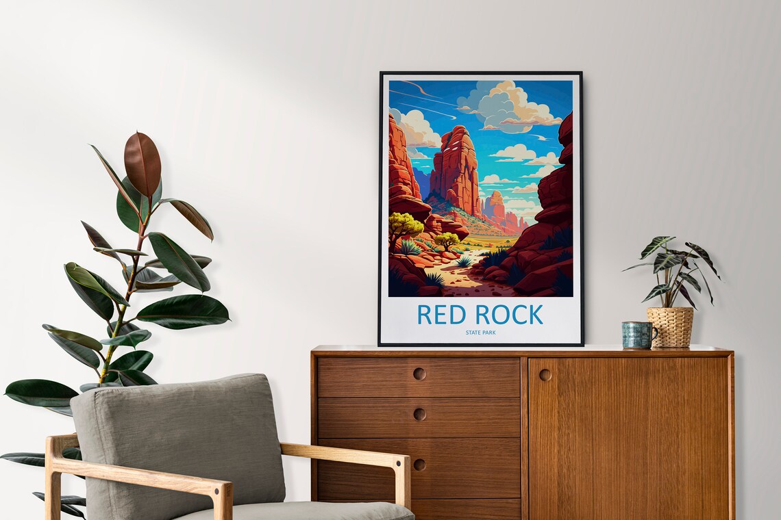 Red Rock State Park Arizona Canyon Trail Illustration Travel Poster - Image 2