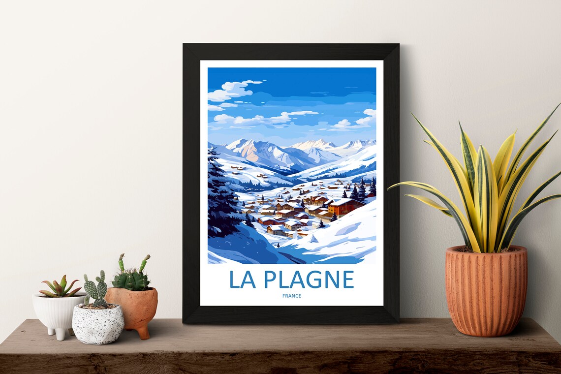 La Plagne Travel Poster, Skiing Wall Art - Image 3