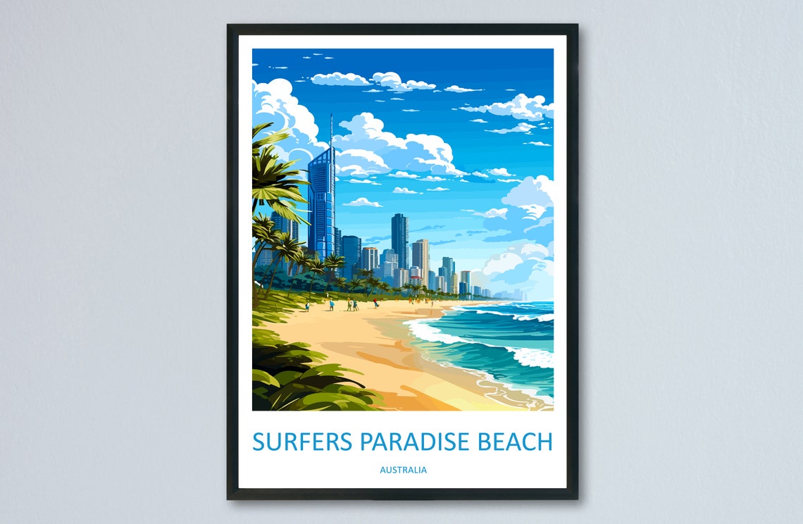 Surfers Paradise Beach Gold Coast Skyline In Bright Sun Poster