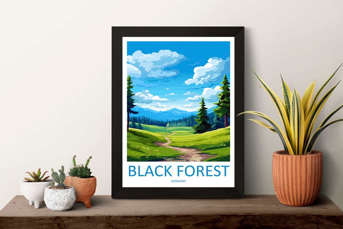 Black Forest Pine Meadow Scenic Country Path Germany Travel Poster - Image 3