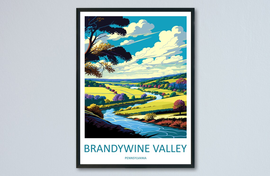 Brandywine Valley Pennsylvania Winding River Countryside Travel Poster