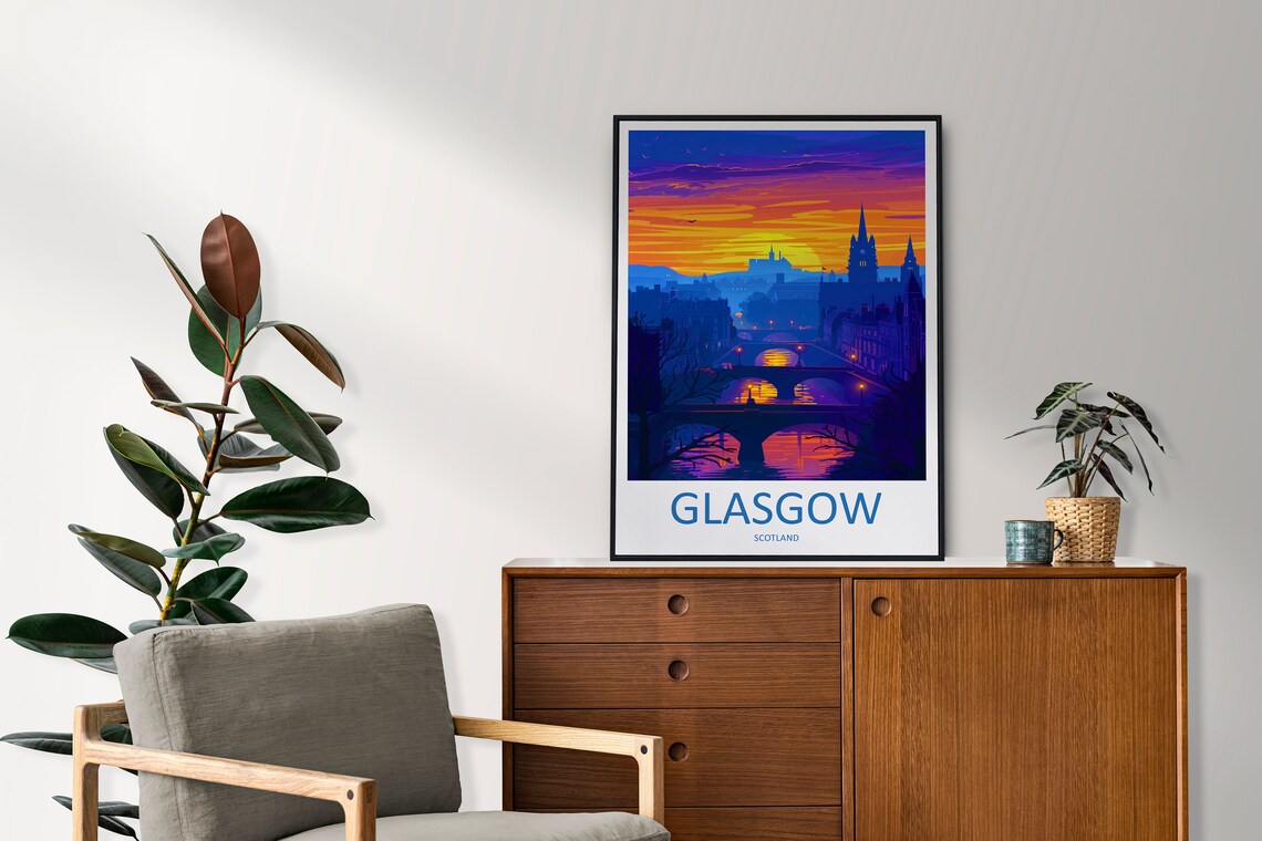 Glasgow Travel Poster, Scotland Place Print - Image 2