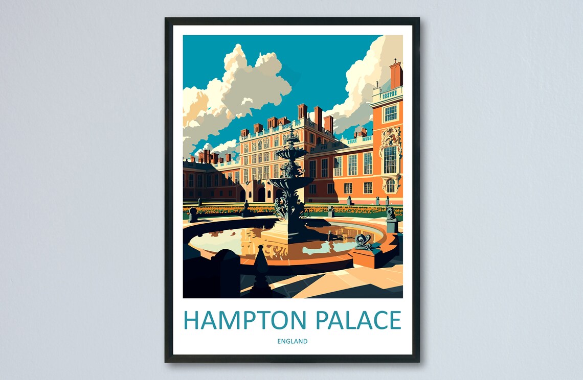 Hampton Palace Travel Poster, England Travel Art
