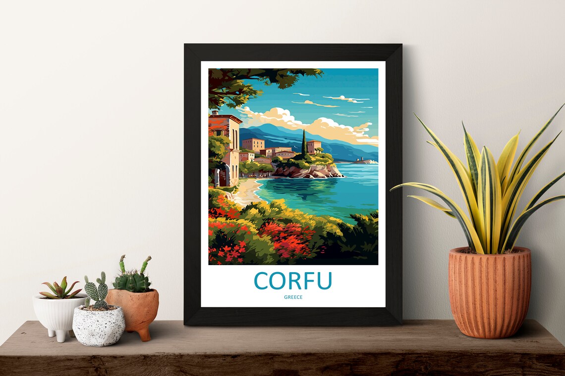 Corfu Greece Travel Poster, Wall Art Print - Image 3