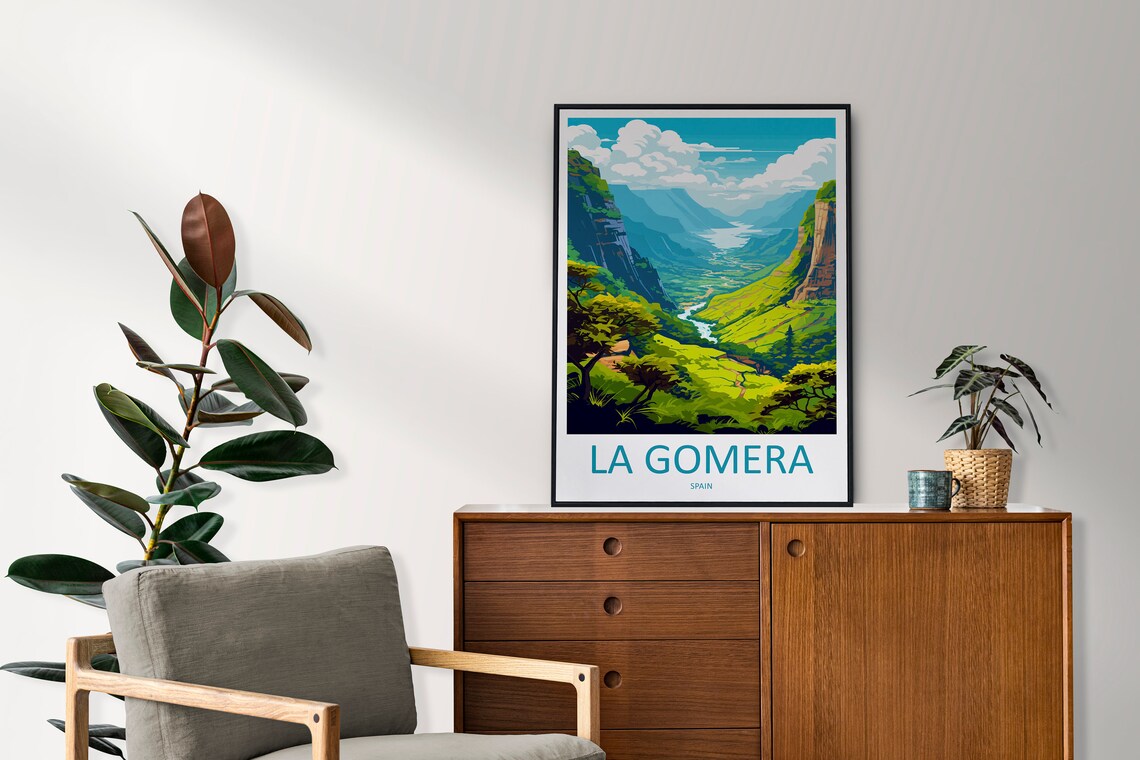 La Gomera Spain Vintage Green Mountain Valley Travel Poster Canary - Image 2