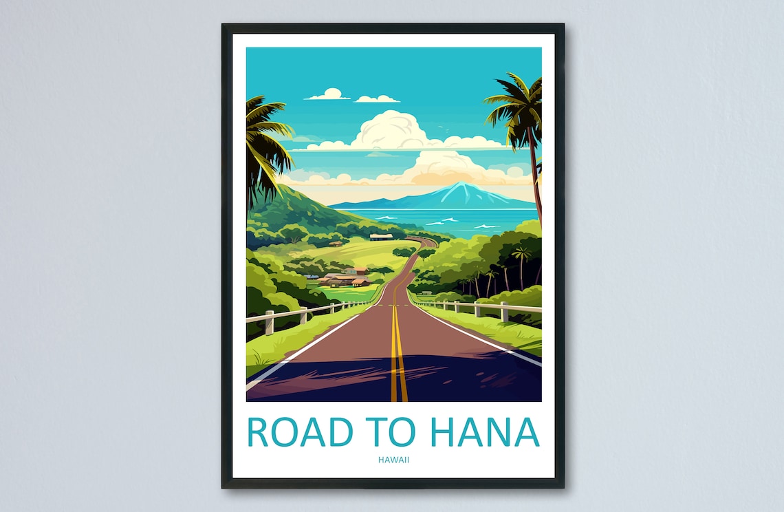 Road To Hana Travel Poster, Hawaii Wall Art