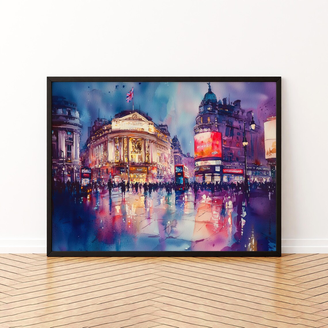 Piccadilly Circus London Watercolor Travel Poster