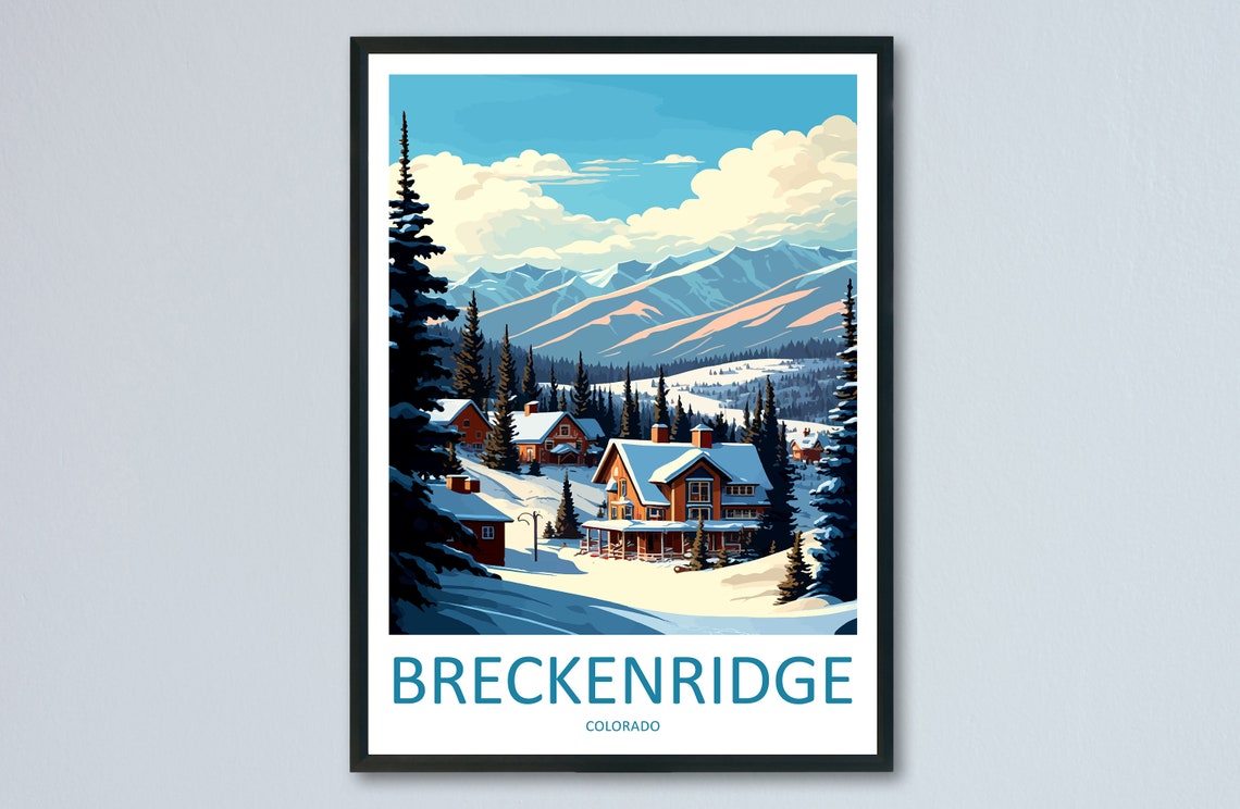 Breckenridge Colorado Snowy Ski Town Mountain Winter Scene Poster