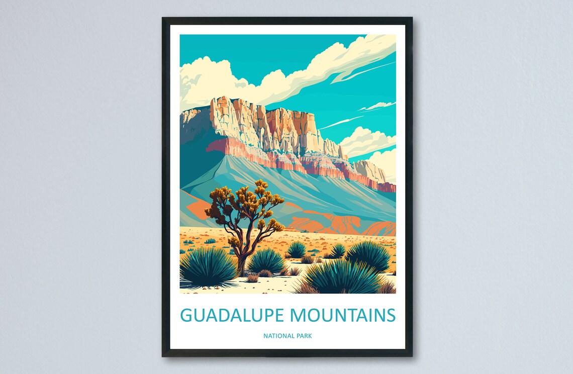 Guadalupe Mountains National Park Desert Vista Scenic Travel Poster