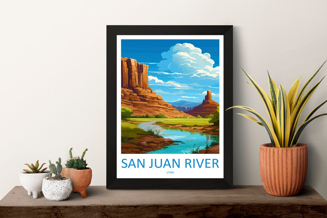 San Juan River Utah Red Rock Canyon Cliffs Winding River Poster - Image 3