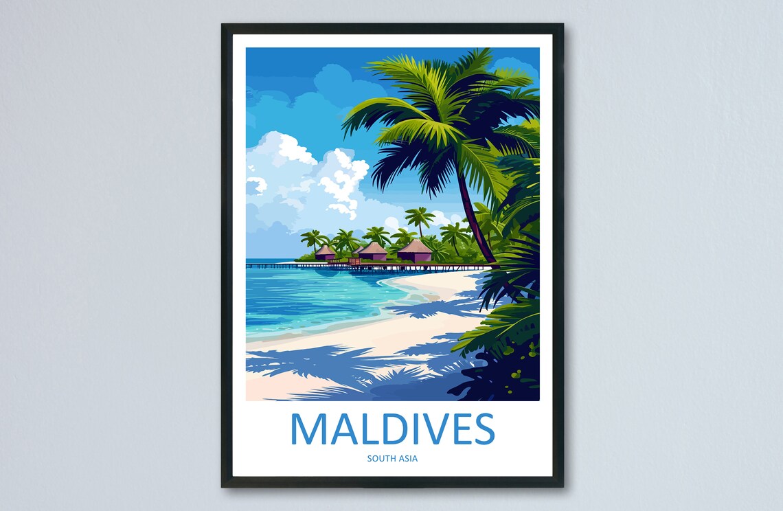 Maldives Travel Poster, South Asia Wall Art