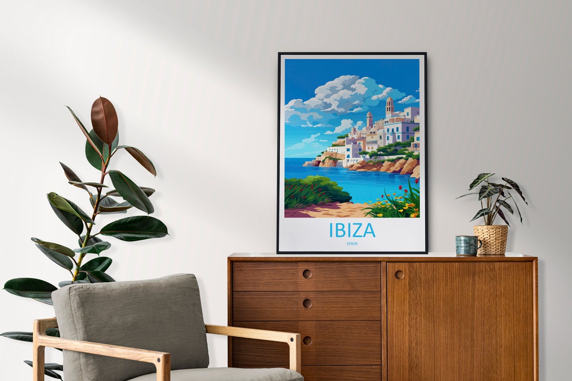 Ibiza Spain Whitewashed Coastal Old Town Vintage Travel Poster - Image 2