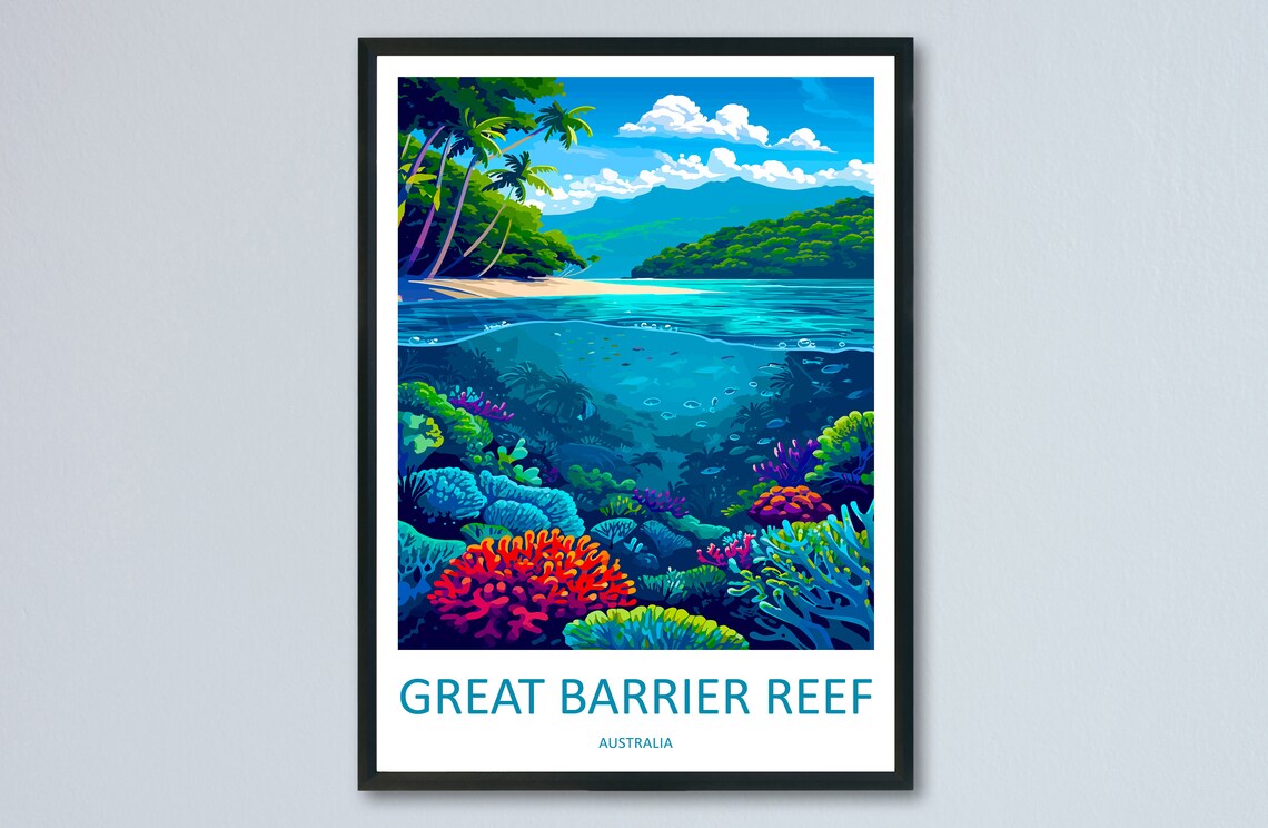 Great Barrier Reef Australia Underwater Coral Gardens Travel Poster