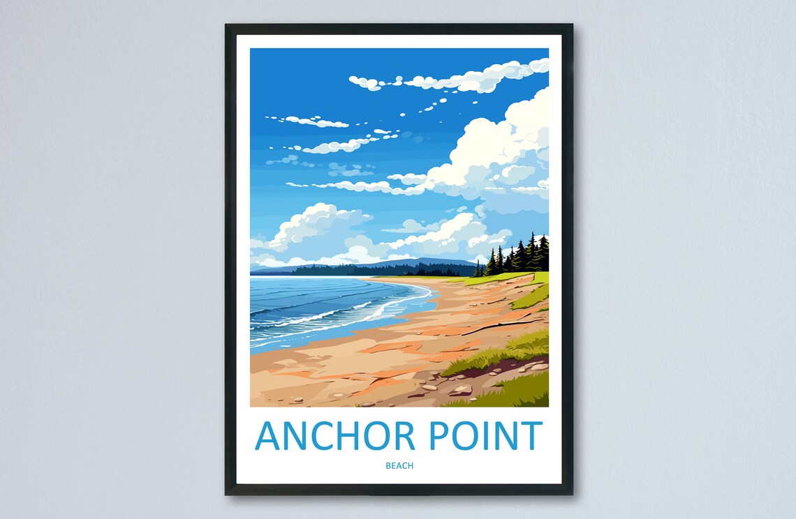 Anchor Point Beach Alaska Sandy Shore Ocean Waves Travel Poster