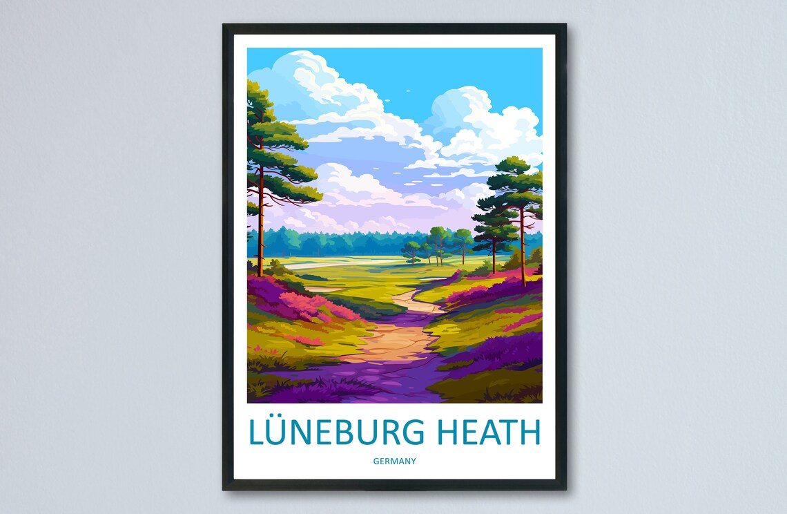 Lneburg Heath Travel Poster, Germany Landscape