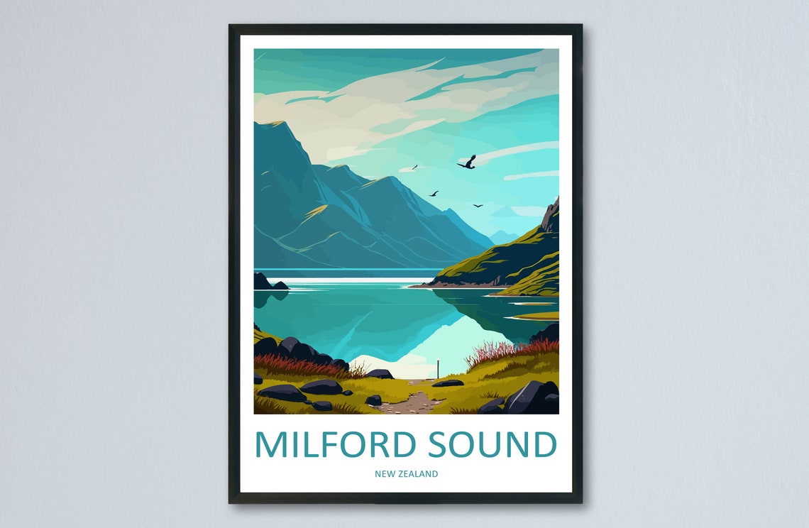 Milford Sound Travel Print Wall Art Milford Sound Wall Hanging Home Dcor Milford Sound Gift Art Lovers New Zealand Art Lover Gift Print