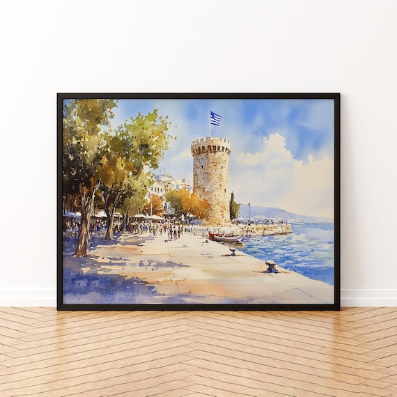 Thessaloniki Watercolor Poster, Greece Travel Poster