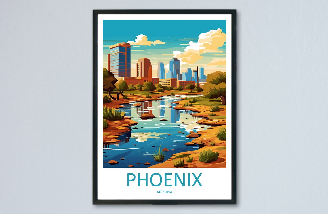 Phoenix Travel Poster, Arizona Wall Decor