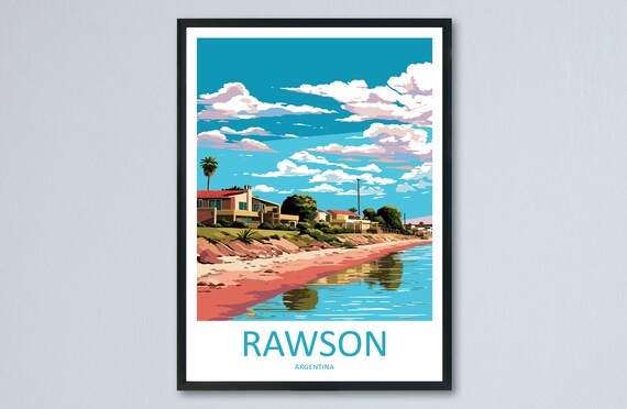 Rawson Argentina Beachfront Shore Houses Coastal Travel Poster