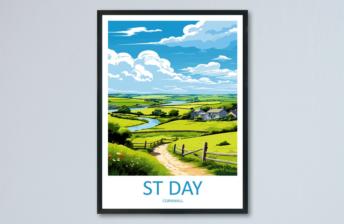 St Day Cornwall Countryside Cottage Winding River Path Poster