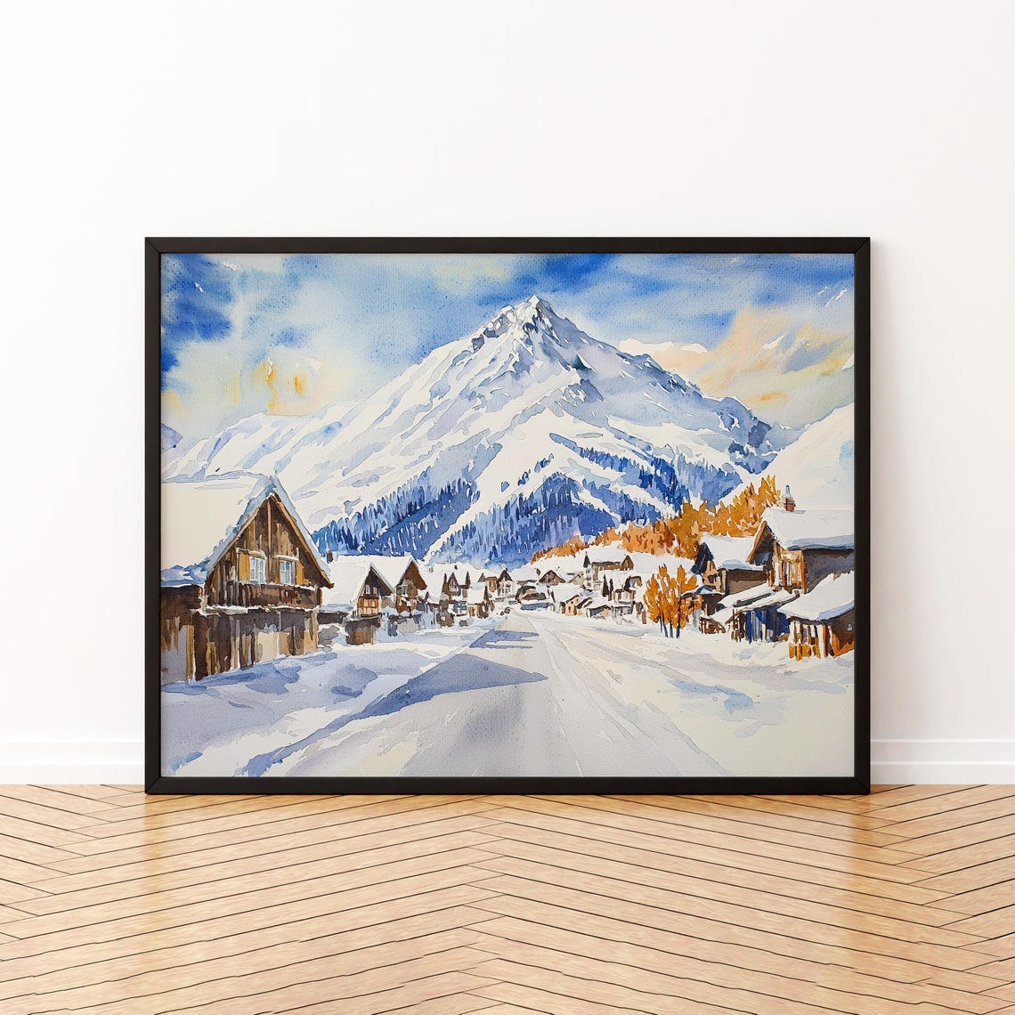 Davos Watercolor Poster Wall Art Hanging Home Dcor Gift Lovers Switzerland