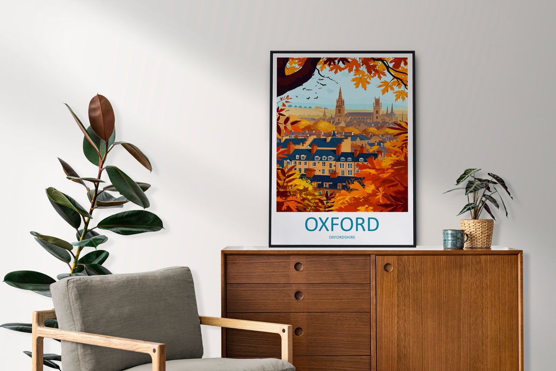 Oxford Travel Print Wall Art Oxford Wall Hanging Home Dcor Oxford Gift Art Lovers England Art Lover Gift Poster Oxford Art Oxford Poster - Image 2