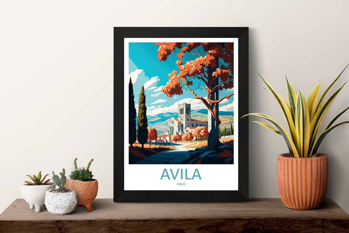 Avila Spain Cathedral Autumn Landscape Minimalist Travel Poster - Image 3