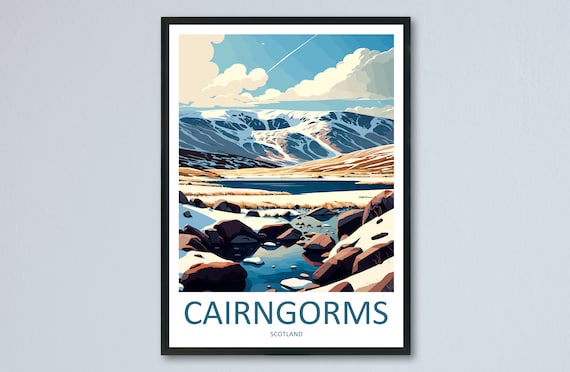 Cairngorms Travel Poster, Scotland Landscape Art