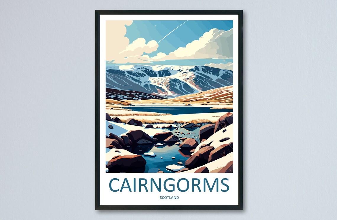Cairngorms Travel Poster, Scotland Landscape Art
