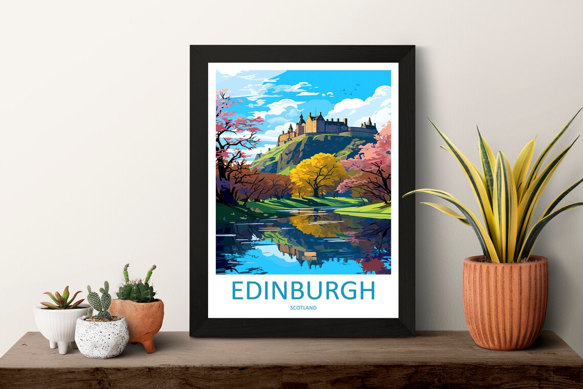 Edinburgh Cityscape Travel Poster, Scotland Decor - Image 3