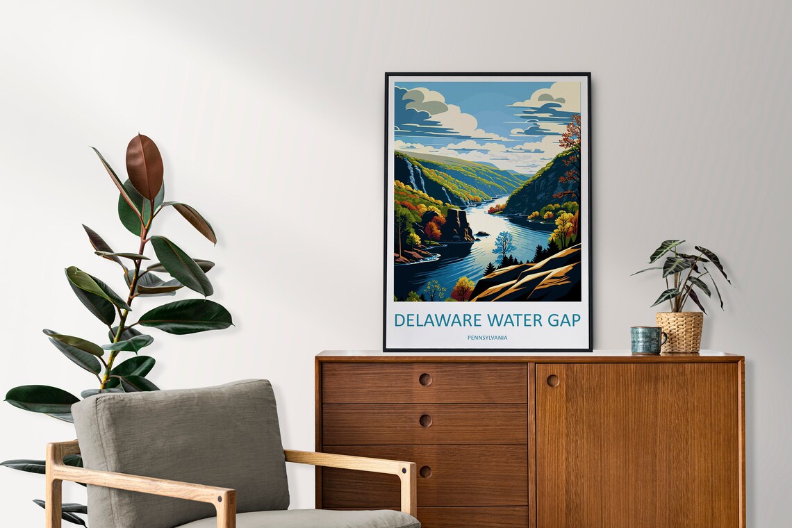 Delaware Water Gap Pennsylvania Autumn River Gorge Art Poster - Image 2