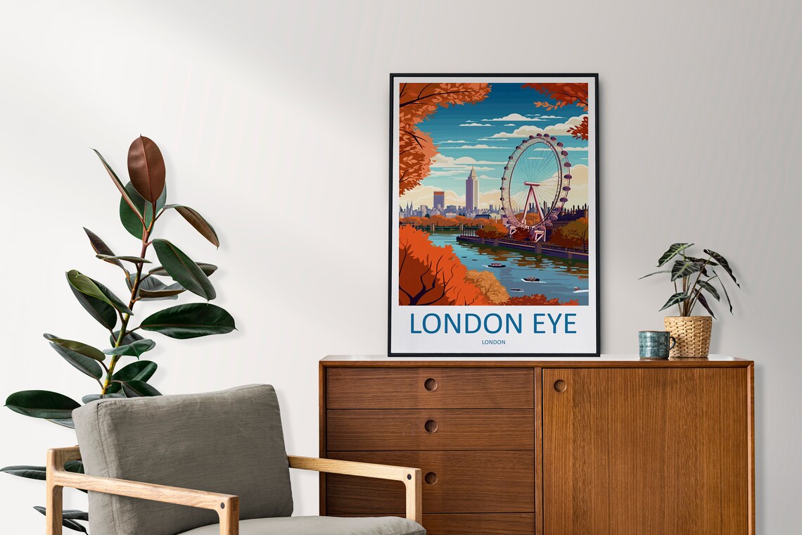 London Eye Travel Poster, London Wall Decor - Image 2