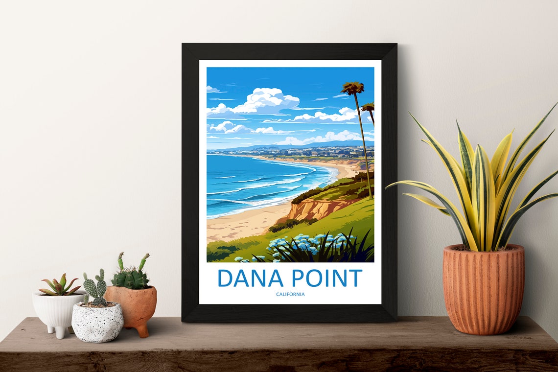 Dana Point California Sandy Beach Palms Coastal Retro Travel Poster - Image 3