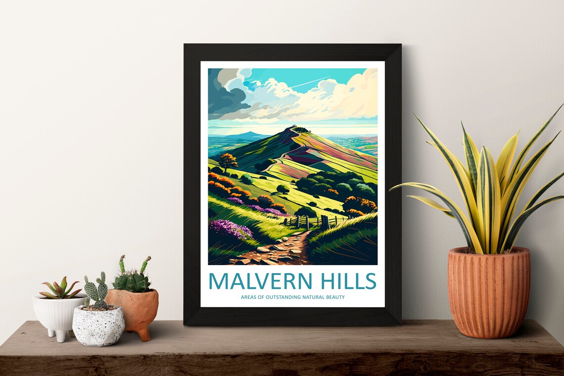 Malvern Hills Travel Poster, AONB Landscape - Image 3