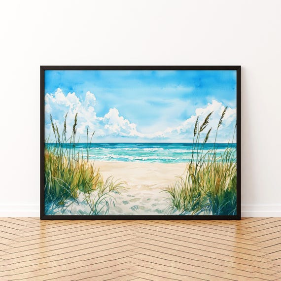 Melbourne Florida Watercolor Travel Poster, Atlantic Coast